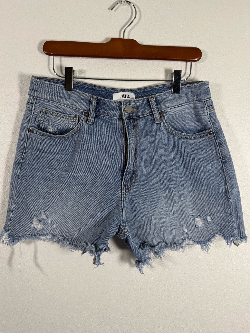 JBD Just Black Denim Distressed Cutoff Shorts Light Wash Size Large High Rise